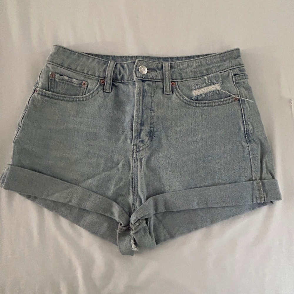 Wild Fable Womens Light Wash High Rise Cuffed Denim Shorts Size 4 Button Fly